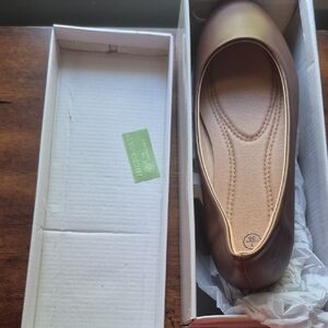 Chic Gold and Brown Ballet Flats